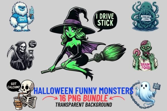 👻 Cartoon Funny Halloween Monsters Sublimation 👻