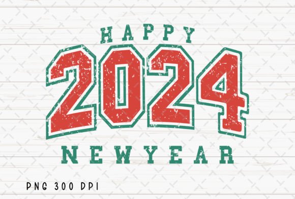 Celebrate 2024 with Retro Varsity Style PNG Graphics