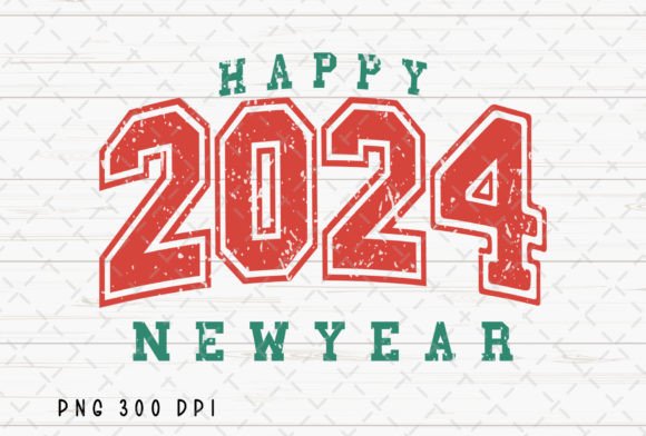 Celebrate with Style: Using Happy New Year 2024 Retro Varsity PNG