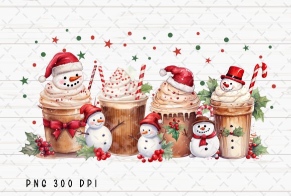 Charming Holiday Designs: The Snowman Coffee Vintage Christmas PNG