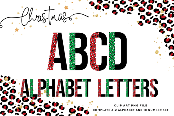 Christmas Alphabet Leopard Letters PNG: Festive & Wild