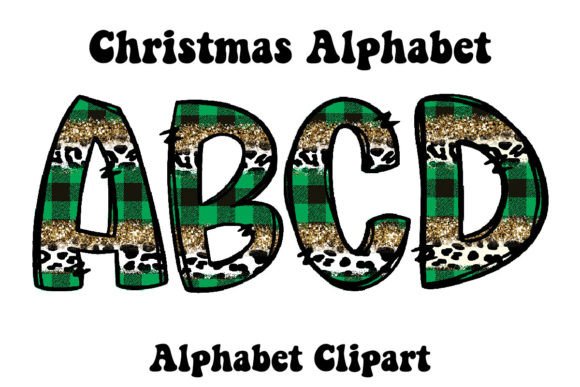 Christmas Green Plaid Leopard Doodle: A Festive Alphabet for Bold Design