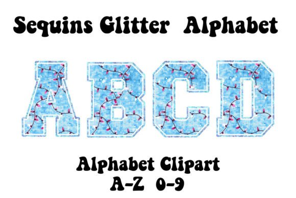Faux Glitter Sequins Letters Christmas: Festive Alphabet Clipart