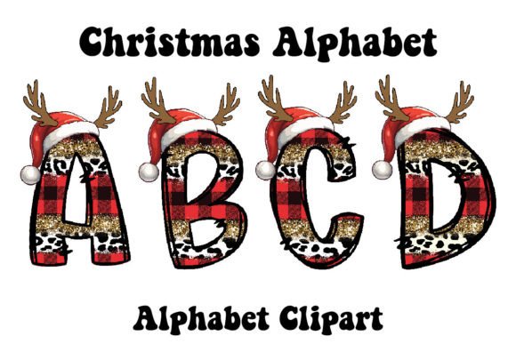 Festive Typography with Christmas Alphabet Santa Hat Reindeer