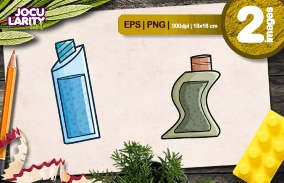 Funny Blue and Green Perfume Bottle: A Playful Design Asset for Modern Creators