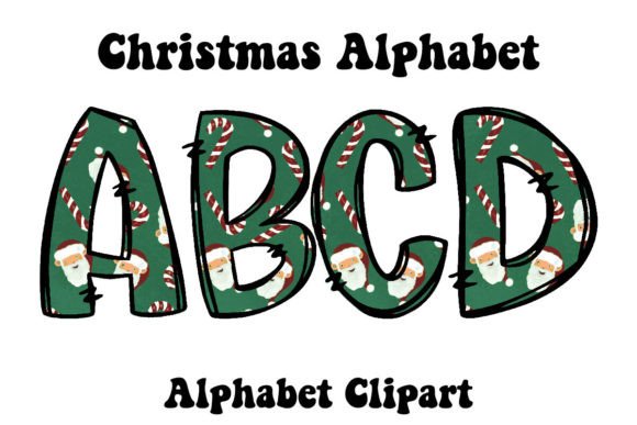 Green Santa Christmas Alphabet Doodle: Festive Type for Holiday Projects