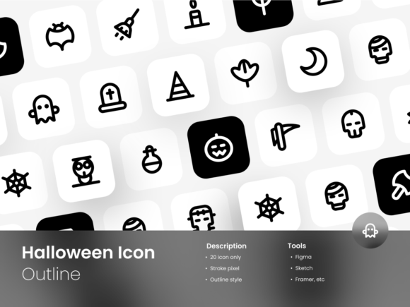 Halloween Icon Set Outline Style: 20 Vector Assets for Creators