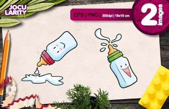 Happy Milk Bottle Cartoon Illustration: A Playful Design Asset