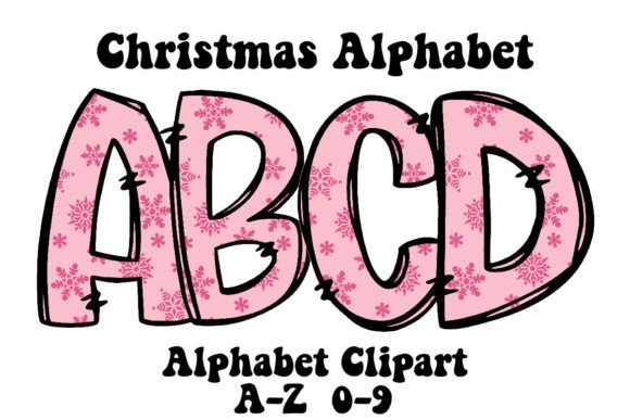 Pink Snows Christmas Alphabet Clipart: Festive Design Files