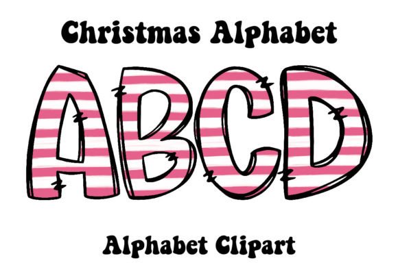 Retro Pink Strips Christmas Alphabet: Festive Design Character