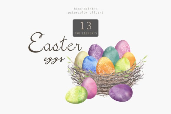 Watercolor Easter Eggs, Spring Clip Art: A Designer's Toolkit