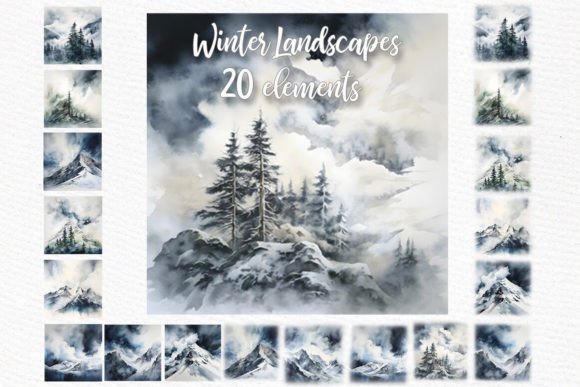 Watercolor Mountain Landscape Clipart: A Creative Asset