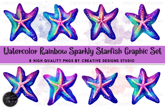 Watercolor Purple Starfish: A Graphic Set for Coastal Charm